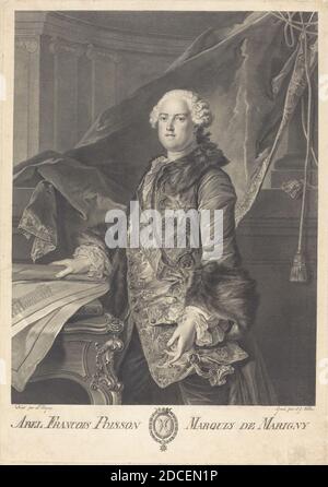 Johann Georg Wille, (Künstler), deutsch, 1715 - 1808, Louis Tocqué, (Künstler danach), französisch, 1696 - 1772, Abel Francois Poisson, Marquis de Marigny, Gravur Stockfoto