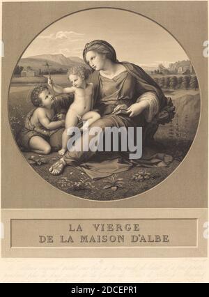 Baron Auguste-Gaspard-Louis Desnoyers, (Künstler), Französisch, 1779 - 1857, Raphael, (Künstler nach), Marchigian, 1483 - 1520, die Alba Madonna, Gravur Stockfoto