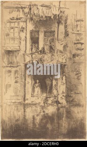 James McNeill Whistler, (Künstler), Amerikaner, 1834 - 1903, Balcony, Amsterdam, 1889, Radierung und Trockenpunkt in bräunlich-schwarzer Tinte Stockfoto