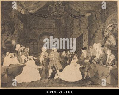 William Blake, (Künstler), Brite, 1757 - 1827, William Hogarth, (Künstler danach), Englisch, 1697 - 1764, Beggar's Opera, Akt III, 1788/1790, Radierung (Gravur Stockfoto