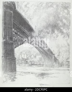 Joseph Pennell, (Künstler), Amerikaner, 1857 - 1926, EADS Bridge, St. Louis, St. Louis Set, (Serie), 1919, Lithographie Stockfoto