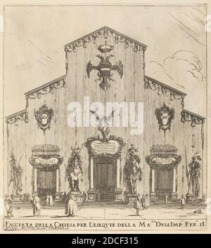 Stefano della Bella, (Künstler), Florentine, 1610 - 1664, Fassade der Kirche San Lorenzo, Florenz, Quadreria Medicea, Bd.3, (Band), 1637, Radierung auf Büttenpapier Stockfoto