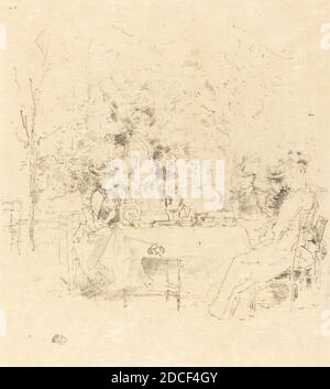 James McNeill Whistler, (Künstler), Amerikaner, 1834 - 1903, The Garden, 1891, Lithographie in Schwarz auf gewebtem Papier, Bild: 17 × 18.5 cm (6 11/16 × 7 5/16 Zoll), Blatt: 31.6 × 20 cm (12 7/16 × 7 7/8 Zoll Stockfoto