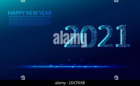 Vector low poly polygonal Hintergrund glückliches neues Jahr 2021 Jahr. Stock Vektor