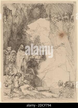 Rembrandt van Rijn, (Künstler), Niederländisch, 1606 - 1669, die Auferweckung des Lazarus: Kleine Platte, 1642, Radierung Stockfoto