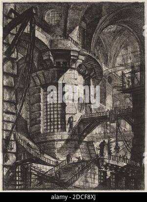 Giovanni Battista Piranesi, (Künstler), Venetian, 1720 - 1778, The Round Tower, Carceri (dritte Auflage ?), (Serie), 1780er Jahre, Radierung, Gravur, Schwefel Tönung oder offener Biss, brünieren Stockfoto