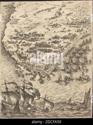 Jacques Callot, (Künstler), Französisch, 1592 - 1635, die Belagerung von La Rochelle, Callots 'die Belagerung von La Rochelle', (Serie), 1628/1631, Radierung und Gravur Stockfoto