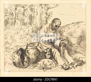 Felix Régamey, (Künstler), französisch, 1844 - 1907, Alphonse Legros, (Künstler nach), französisch, 1837 - 1911, The Tinker (Le retameur), Radierung Stockfoto