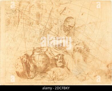 Felix Régamey, (Künstler), französisch, 1844 - 1907, Alphonse Legros, (Künstler nach), französisch, 1837 - 1911, The Tinker (Le retameur), Radierung in braun Stockfoto