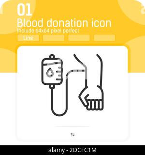 Blutspende Premium-Symbol mit Umriss-Stil isoliert auf weißem Hintergrund von Charity-Sammlung. Vektor-Illustration trendy oder Blutspende Stock Vektor
