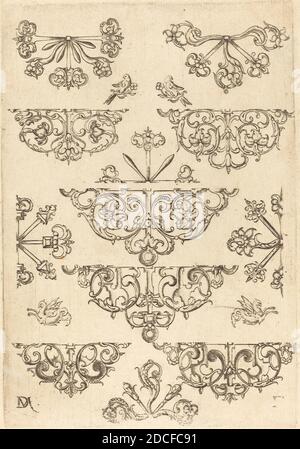 Daniel Mignot, (Künstler), deutsch, aktiv 1593/1596, zwölf Studs, verschiedene Ornamental Designs, (Serie), Gravur Stockfoto