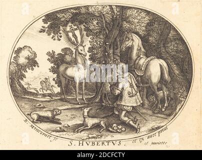 Balthasar Moncornet, (Künstler), Französisch, c. 1600 - 1668, die Vision des heiligen Hubert, Gravur Stockfoto