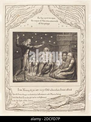 William Blake, (Künstler), Brite, 1757 - 1827, The Wrath of Elihu, Book of Job: Teller 12, (Serie), 1825, Gravur auf Indien-Papier Stockfoto