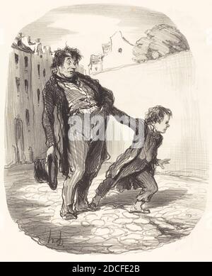 Honoré Daumier, (Künstler), Französisch, 1808 - 1879, UN Fils modèle, Les Papas: pl. 17, (Serie), 1847, Lithographie Stockfoto