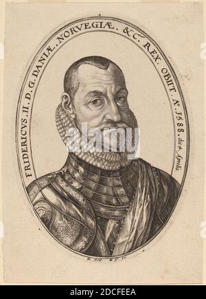 Hendrick Goltzius, (Künstler), Niederländisch, 1558 - 1617, Friedrich II., König von Dänemark und Norwegen, 1590, Gravur Stockfoto