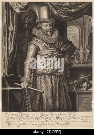 Willem Jacobsz Delff, (Künstler), Niederländisch, 1580 - 1638, Frederik Hendrik, Prinz von Nassau-Orange, 1618, Gravur Stockfoto