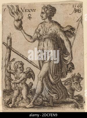 Abraham de Bruyn, (Künstler), Flämisch, 1540 - 1587, Venus, die sieben Planeten, (Serie), 1569, Gravur Stockfoto