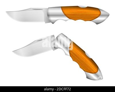 Camping Messer auf einem weißen Hintergrund. Vector Illustration. Stockfoto