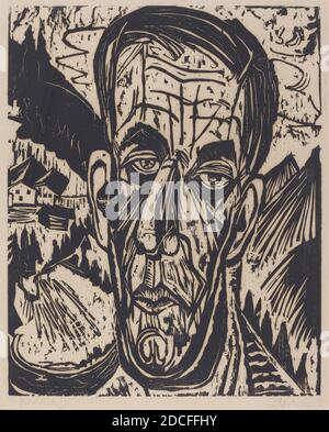 Ernst Ludwig Kirchner, (Künstler), deutsch, 1880 - 1938, Kopf von van de Velde, hell (Kopf van de Velde, Hell), 1917, Holzschnitt Stockfoto