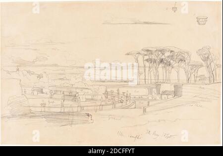 Edward Lear, (Künstler), britisch, 1812 - 1888, Villa Pamphili, 1840, Graphit auf braunem Wove-Papier, insgesamt: 28.1 x 43.3 cm (11 1/16 x 17 1/16 Zoll Stockfoto