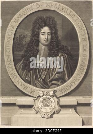 Pierre Drevet, (Künstler), französisch, 1663 - 1738, Nicolas de Largilierre, (Künstler nach), französisch, 1656 - 1746, Jean Delpech, Marquis de Méréville, Gravur Stockfoto