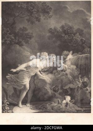 Nicolas François Regnault, (Künstler), Französisch, 1746 - 1810, Jean Honoré Fragonard, (Künstler nach), Französisch, 1732 - 1806, La Fontaine d'Amour (der Brunnen der Liebe), 1785, Kupferstich, Bild: 53.4 x 42.8 cm (21 x 16 7/8 Zoll), Platte: 64.2 x 48.2 cm (25 1/4 x 19 Zoll) Stockfoto