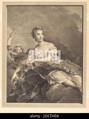 Pierre Maleuvre, (Künstler), französisch, 1740 - 1803, Jean-Marc Nattier, (Künstler nach), französisch, 1685 - 1766, La nuit passe, l'Aurore parait, Gravur Stockfoto