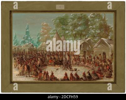 George Catlin, (Künstler), Amerikaner, 1796 - 1872, La Salle's Party im Illinois Village. Januar 2, 1680, 1847/1848, Öl auf Leinwand, insgesamt: 42 x 60.5 cm (16 9/16 x 23 13/16 Zoll Stockfoto