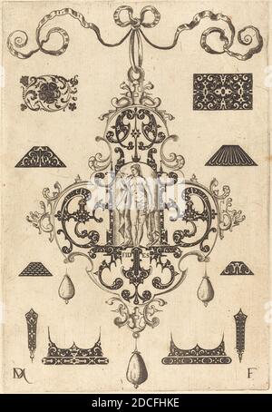 Daniel Mignot, (Künstler), deutsch, aktiv 1593/1596, großer Anhänger, Glaube steht im Zentrum, Tugenden: pl.2, (Serie), 1593, Gravur Stockfoto