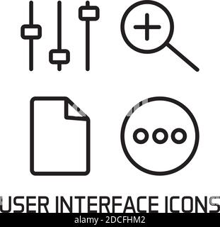Vier der Benutzeroberfläche Satz Linienstil Symbole Vektordarstellung Design Stock Vektor