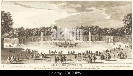 Jean-Baptiste Rigaud, (Künstler), französisch, aktiv 1752/1761, Le Bassin d'Apollon, Ansichten der Gartenhaine von Versailles: pl.5, (Serie), Radierung und Gravur Stockfoto