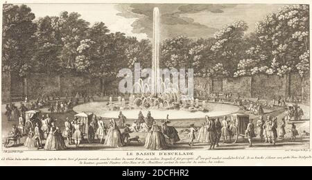 Jean-Baptiste Rigaud, (Künstler), französisch, aktiv 1752/1761, Le Bassin d'Encelade, Ansichten der Gartenhaine von Versailles: pl.6, (Serie), Radierung und Gravur Stockfoto