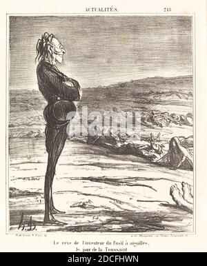 Honoré Daumier, (Künstler), französisch, 1808 - 1879, Le Rêve de l'inventeur du fusil a aiguilles..., Actualités, (Serie), 1866, Lithographie Stockfoto