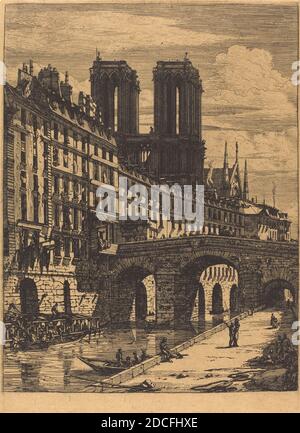 Charles Meryon, (Künstler), französisch, 1821 - 1868, Le Petit Pont, Paris, 1850, Radierung Stockfoto