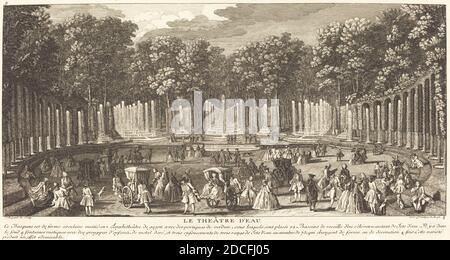 Jean-Baptiste Rigaud, (Künstler), französisch, aktiv 1752/1761, Le Théâtre d'Eau, Ansichten der Gartenhaine von Versailles: pl.8, (Serie), Radierung und Gravur Stockfoto