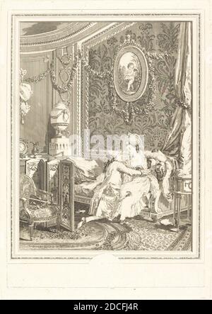 Nicolas Delaunay, (Künstler), französisch, 1739 - 1792, Nicolas Lavreince, (Künstler danach), schwedisch, 1737 - 1807, L'heureux Moment, 1777, Radierung Stockfoto