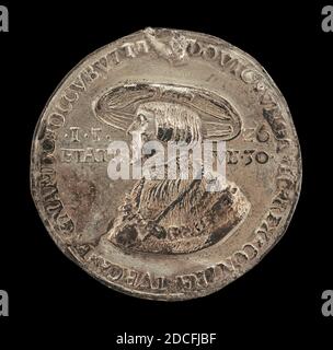 Deutsch 16. Jahrhundert, (Künstler), Ludwig II., 1506-1526, König von Ungarn und Böhmen 1516, 1526, Silber/geprägt, Gesamtdurchmesser: 4.18 cm (1 5/8 Zoll), Bruttogewicht: 14.4 gr (0.032 lb.), Achse: 12:00 Stockfoto