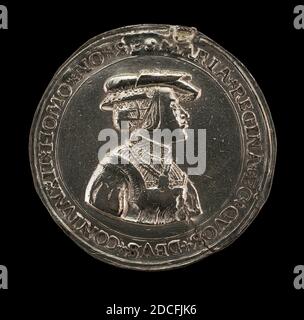 Deutsch 16. Jahrhundert, (Künstler), Maria von Österreich, 1505-1558, Ehefrau von Ludwig II., König von Ungarn und Böhmen, 1522, 1526, Silber/geprägt, Gesamtdurchmesser: 4.18 cm (1 5/8 Zoll), Bruttogewicht: 14.4 gr (0.032 lb.), Achse: 12:00 Stockfoto