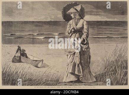 American 19th Century, (artist), Winslow Homer, (artist after), American, 1836 - 1910, on the Beach - Two are Company, Three are None, from 'Harper's Weekly', August 17, 1872, S.636, (series), published 1872, wood Engraving Stockfoto