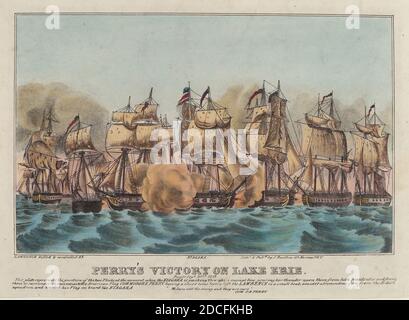 Napoleon Sarony, (Künstler), Amerikaner, geboren Kanada, 1821 - 1896, Perry's Victory on Lake Erie, handkolorierte Lithographie Stockfoto