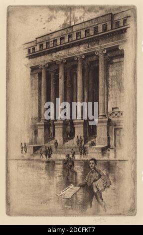 Charles Frederick William Mielatz, (Künstler), Amerikaner, 1864 - 1919, Porch, Old Custom House, Wall Street, 1905, Radierung und Aquatinta Stockfoto