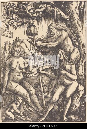 Hans Baldung Grien, (Künstler), deutsch, 1484/1485 - 1545, die drei Fatten: Lachesis, Atropos und Clotho, 1513, Holzschnitt, Blatt und Block: 22 × 15.5 cm (8 11/16 × 6 1/8 in Stockfoto