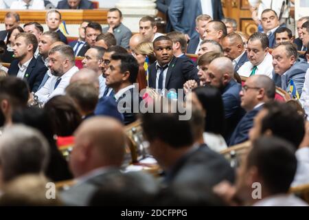 KIEW, UKRAINE - 29. August 2019: Arbeitsmomente während der Sitzung der Werchowna Rada der Ukraine der neunten Einberufung Stockfoto