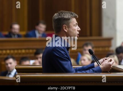 KIEW, UKRAINE - 29. August 2019: Arbeitsmomente während der Sitzung der Werchowna Rada der Ukraine der neunten Einberufung Stockfoto