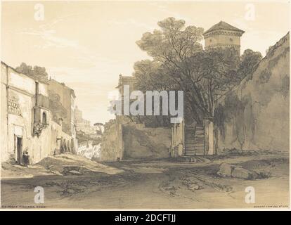 Edward Lear, (Künstler), britisch, 1812 - 1888, Via Porta Pinciana, Rom, Ansichten in Rom und Umgebung: pl. 17, (Serie), Farblithographie Stockfoto