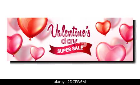 Valentinstag Super Sale Promo Banner Vektor Stock Vektor