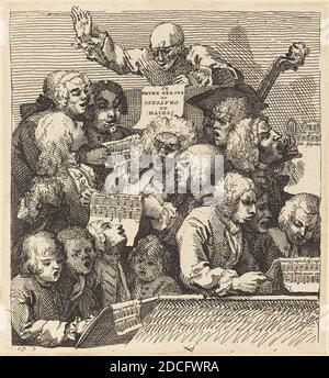 William Hogarth, (Künstler), Englisch, 1697 - 1764, EIN Chor der Sänger, 1732, Radierung Stockfoto