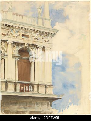 John Singer Sargent, (Künstler), Amerikaner, 1856 - 1925, A Corner of the Library in Venice, 1904/1907, Aquarell über Graphit, mit weißer Gouache auf dickem Wove-Papier, insgesamt: 58.2 × 46.2 cm (22 15/16 × 18 3/16 in Stockfoto