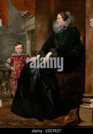 Sir Anthony van Dyck, (Künstler), Flämisch, 1599 - 1641, EIN Genueser Adlige und ihr Sohn, c. 1626, Öl auf Leinwand, insgesamt: 191.5 x 139.5 cm (75 3/8 x 54 15/16 Zoll), gerahmtes Gewicht: 81.647 kg (180 lb Stockfoto