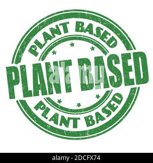 Pflanzenbasierter Grunge-Gummistempel auf weißem Hintergrund, Vektorgrafik Stock Vektor